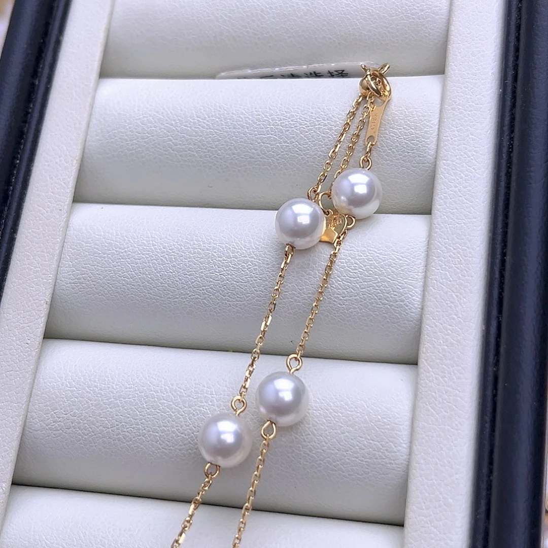 海水珍珠手链18K金镶嵌