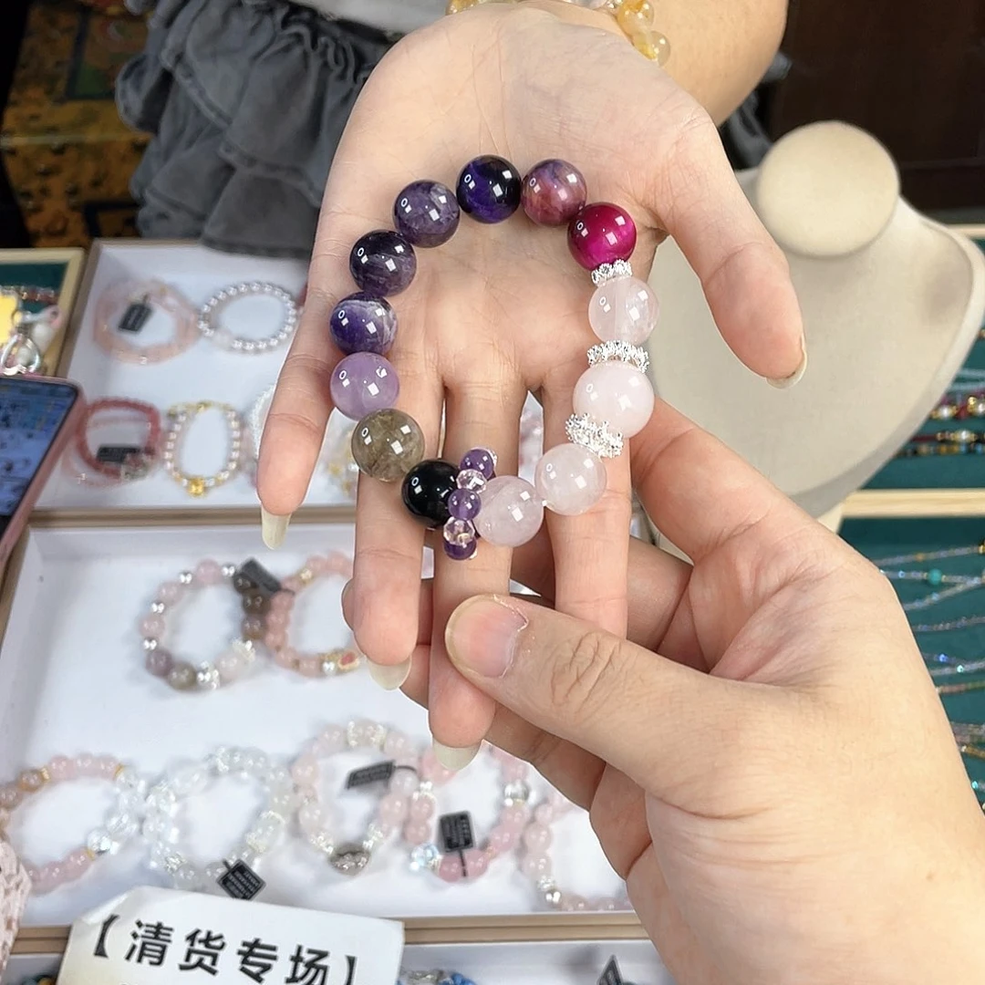 水晶手链银S925镀金镶嵌