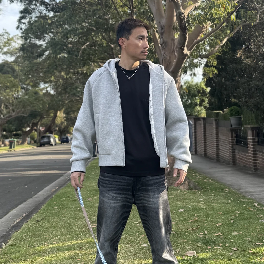 Baggy25秋冬连帽空气层双拉链卫衣外套