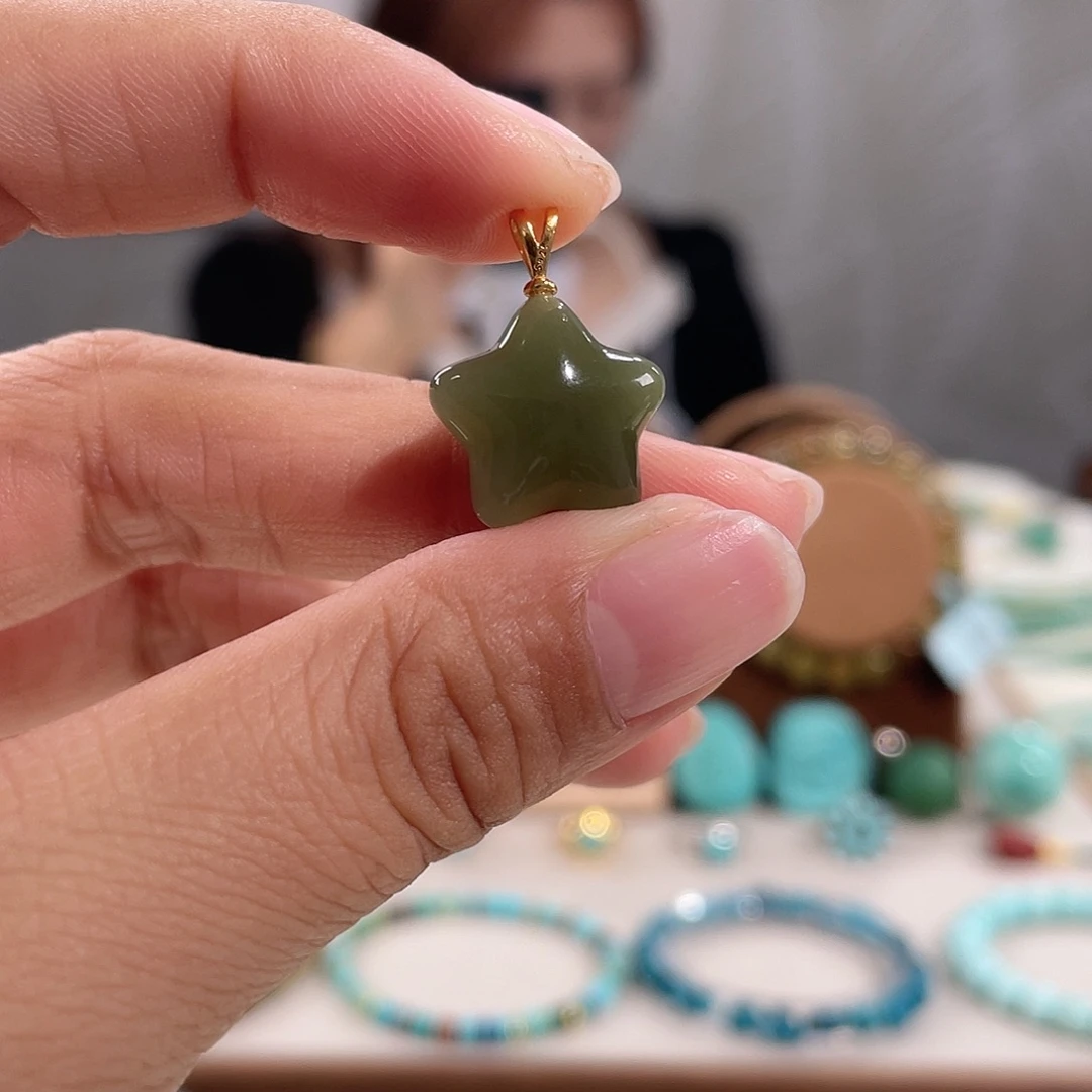 和田玉（碧玉）银S925镶嵌珠宝半成品