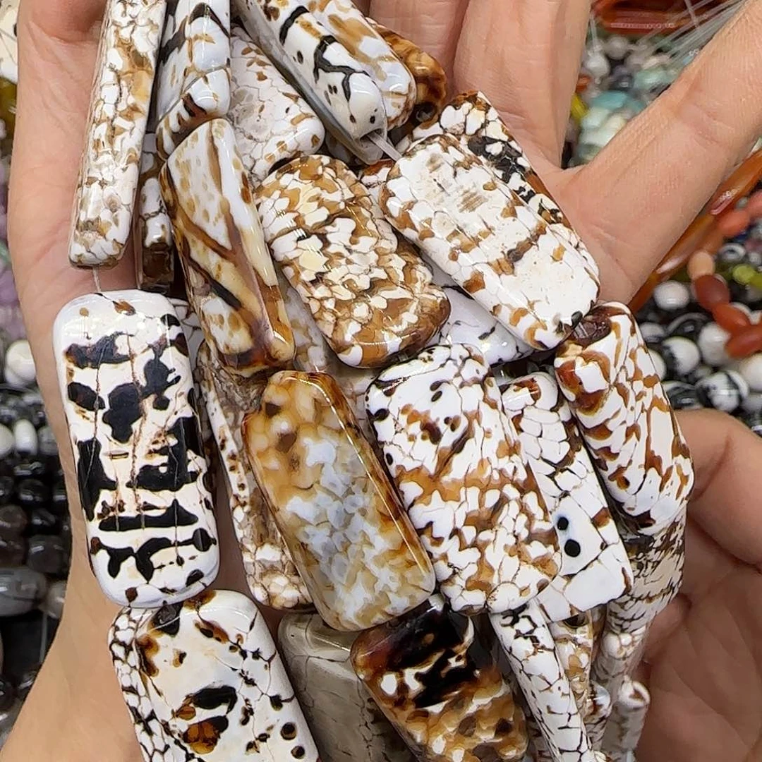 玛瑙/玉髓合金珠宝半成品老料豹纹15-35mm一条片子