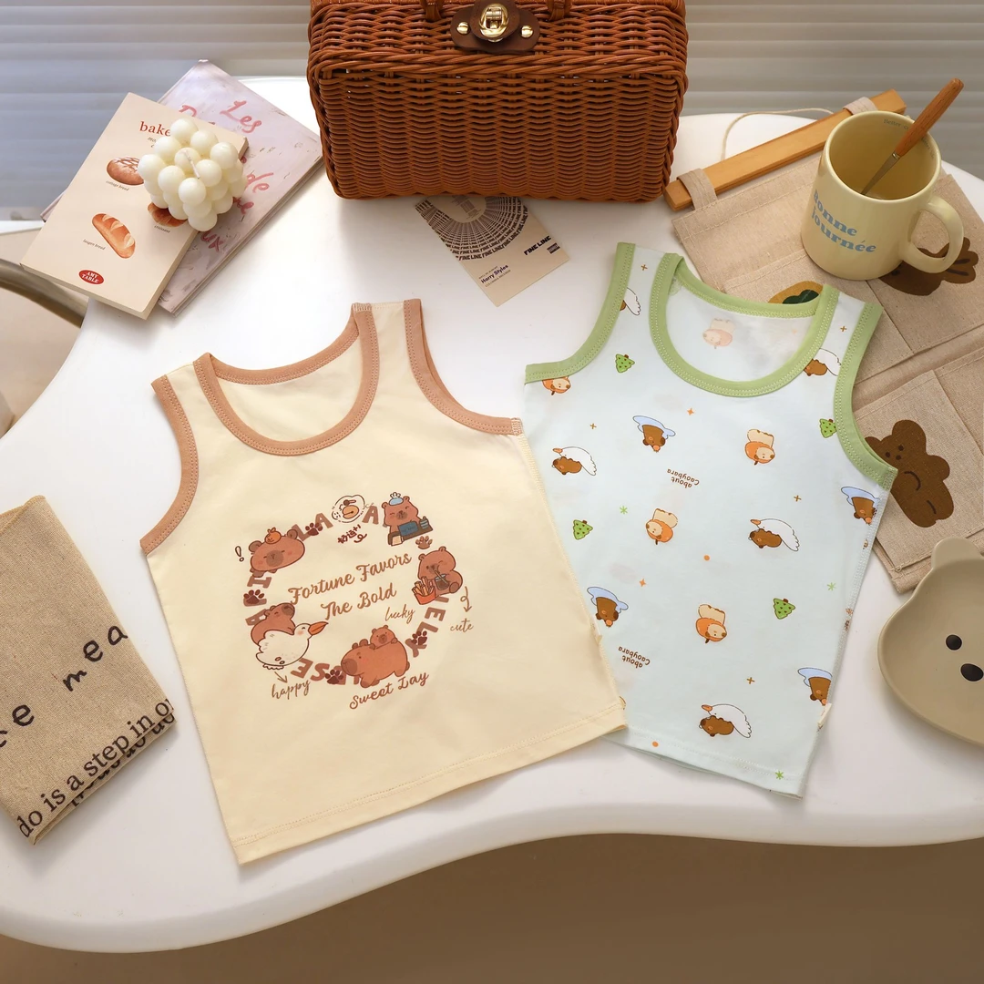 【两件装】欧若风儿童A类纯棉背心云朵棉数码印花家居外穿