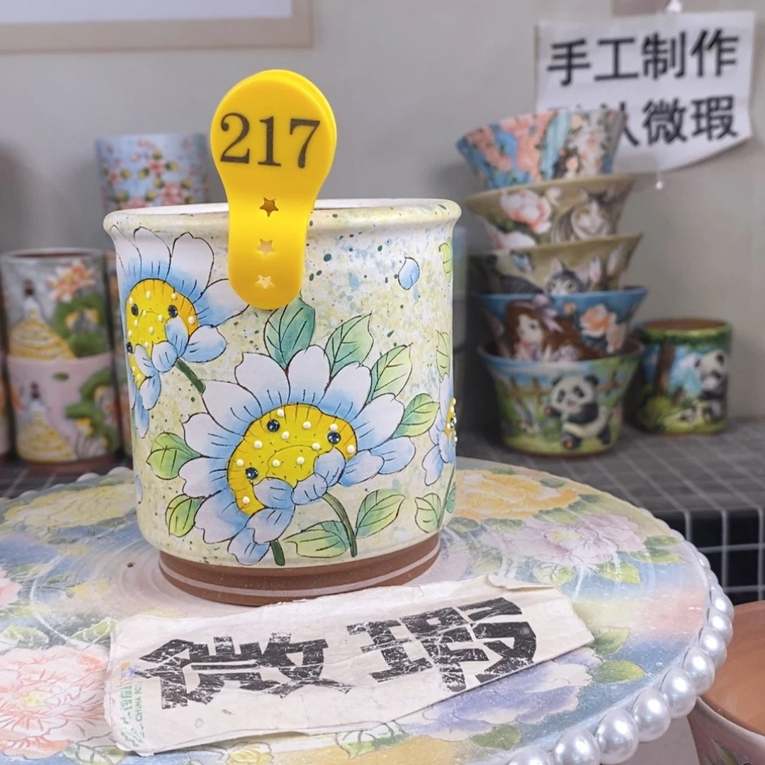 紫砂花盆红陶手绘花盆