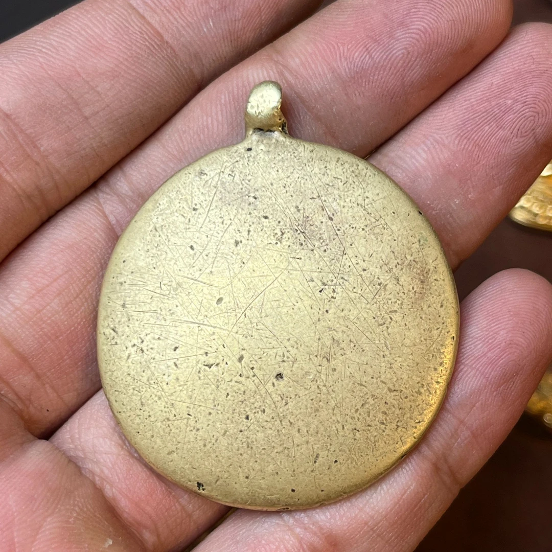 铜合金吊坠 黄利马愤怒标九宫八卦牌