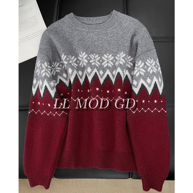 圣诞初雪 长袖圣诞毛衣女秋冬圆领百搭宽松保暖针织上YL-255425