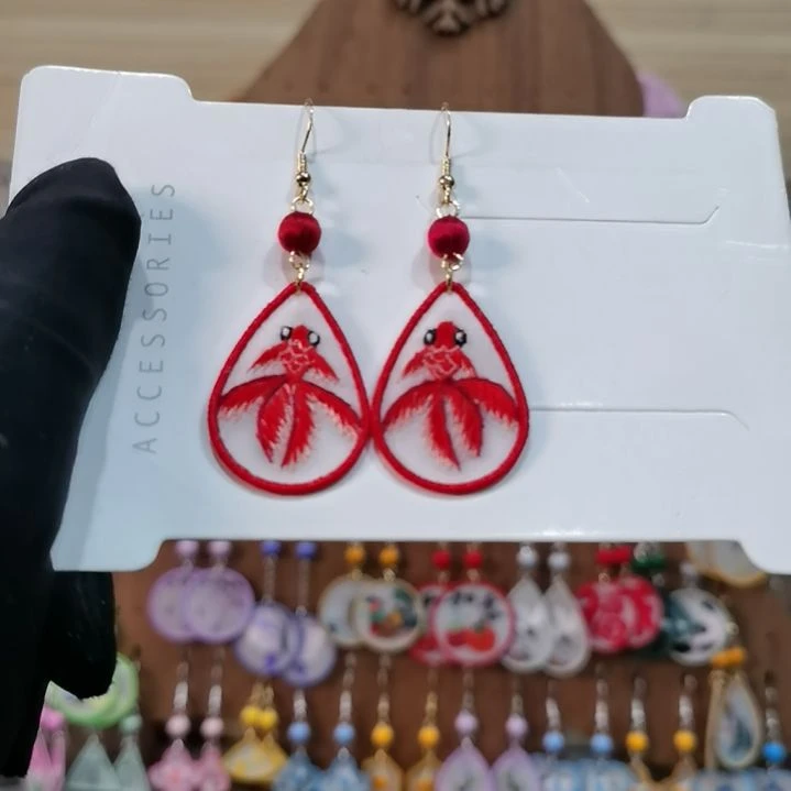 织绣苏绣耳环耳钉耳饰