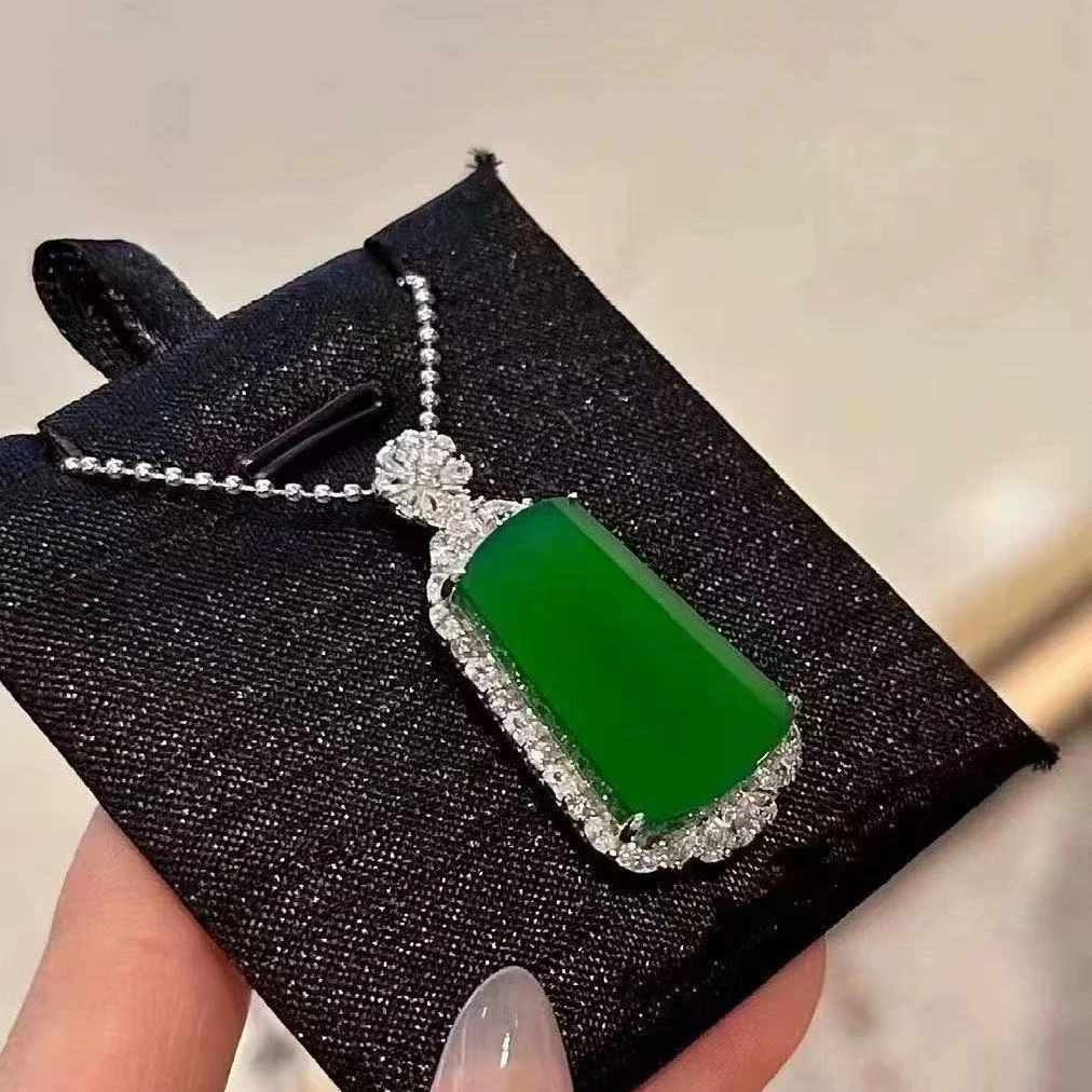 钛钢项链 新中式绿色平安无事牌项链百搭锁骨链