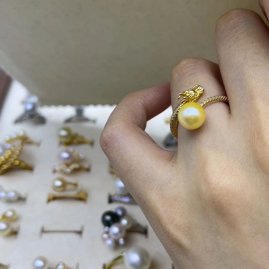 戒指海水珍珠银S925镶嵌