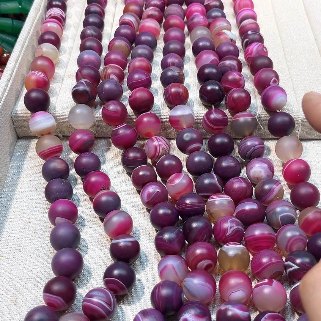 玛瑙/玉髓合金珠宝半成品磨砂老玛瑙一条16mm