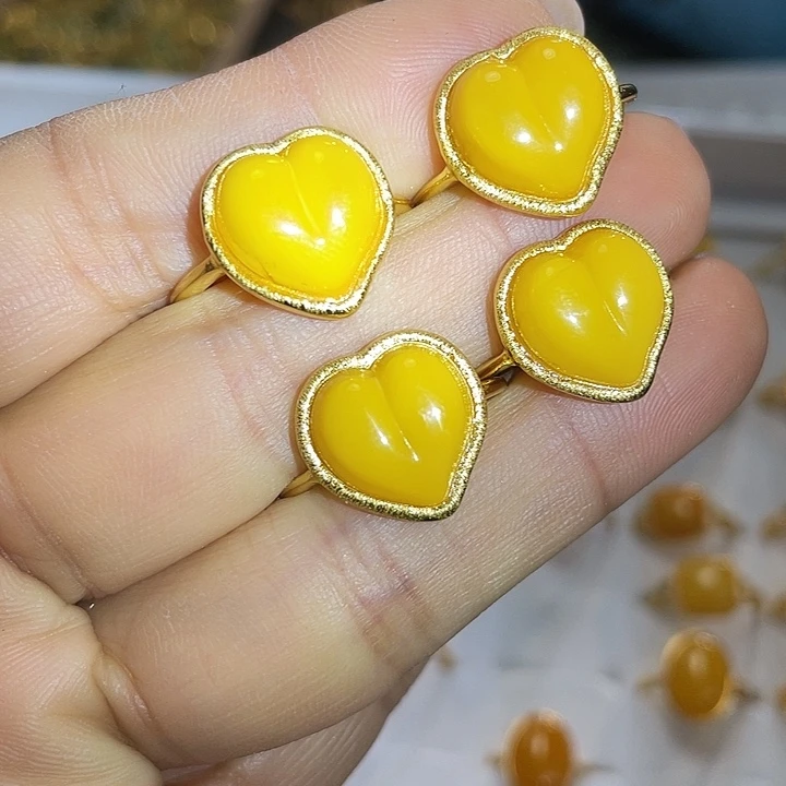 蜜蜡银S925镶嵌戒指多样性发货拍一发一