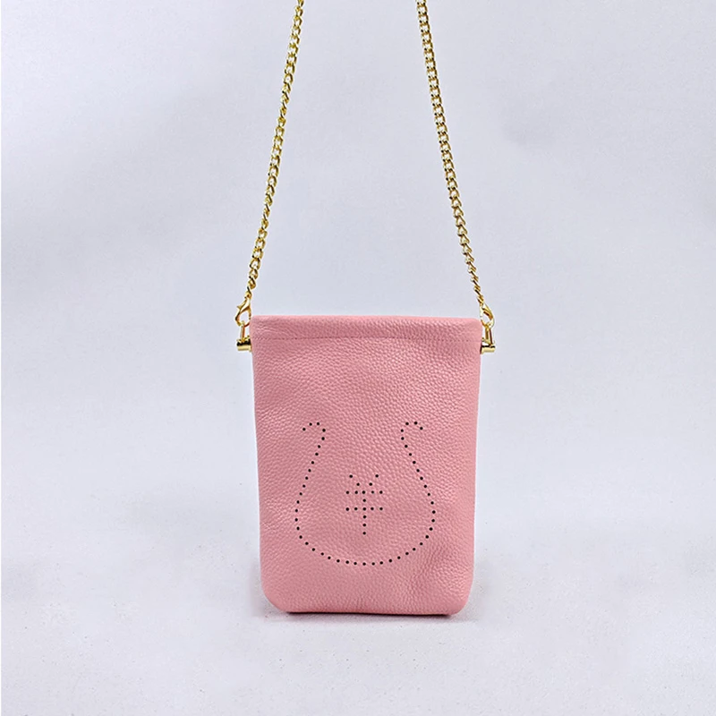 春夏季休闲真皮轻便外出2025新款链条聚财手机包单肩斜挎原创小包