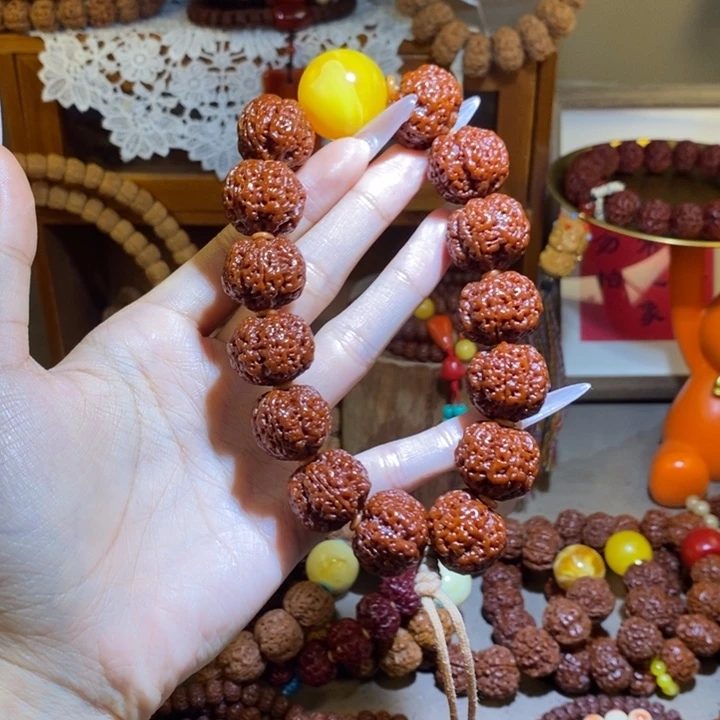 手串金刚菩提215玉华爆肉黄珠一物