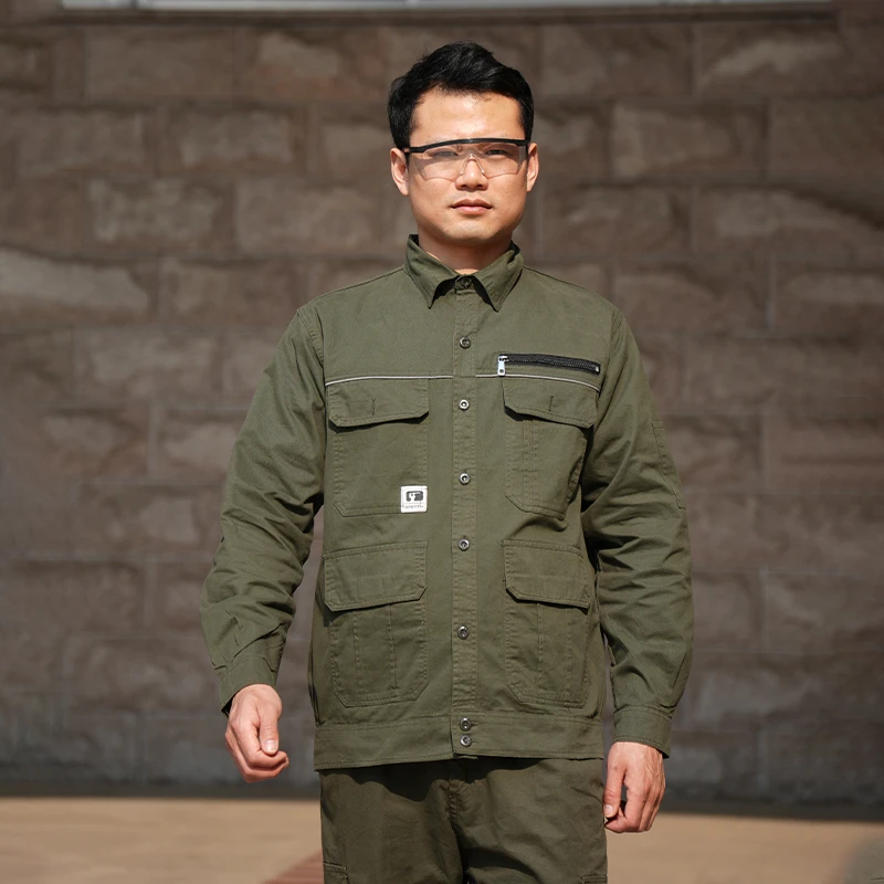 夏季工作服男短袖衬衣纯棉上衣户外劳保薄款透气工装女工厂服