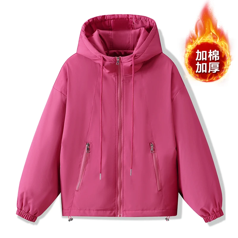 秋冬新款加棉加厚冲锋衣女外套小个子短款派克服夹克防寒保暖上衣