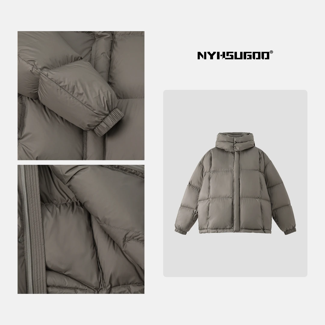 NYHSUGOO/南乙3422冬季男士90白鸭绒羽绒服情侣韩系泡芙款外套
