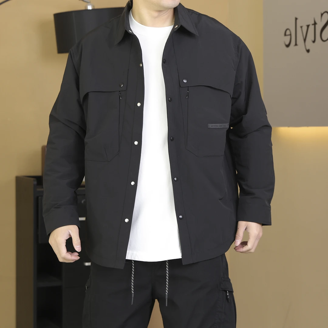 翻领衬衫式夹克男士春秋季2025新款潮牌宽松男款工装百搭薄款外套