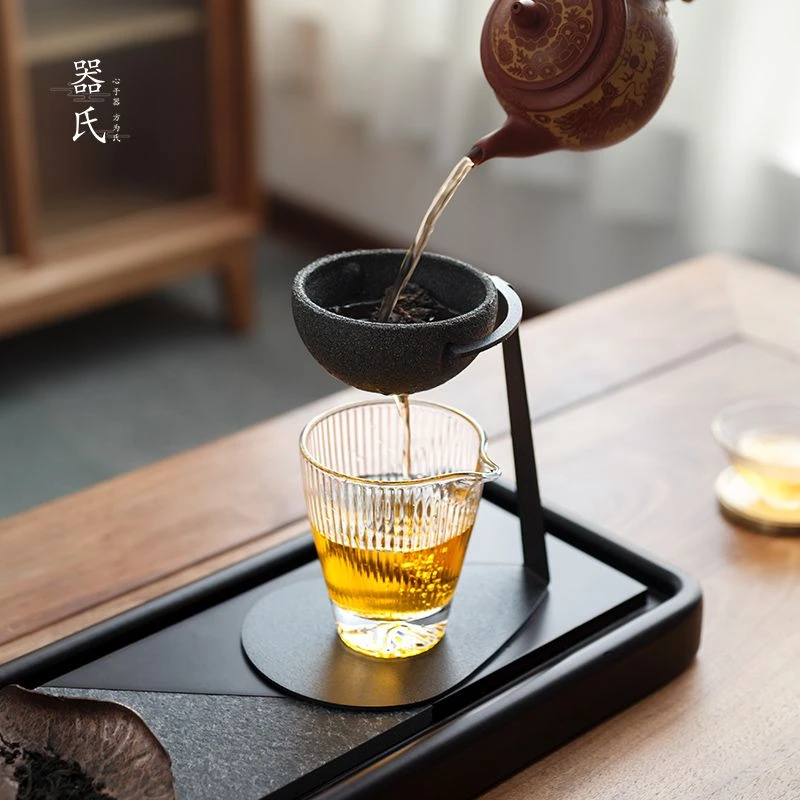 无孔茶漏茶滤一体玻璃公道杯陶瓷茶滤茶隔茶叶过滤网茶具简约