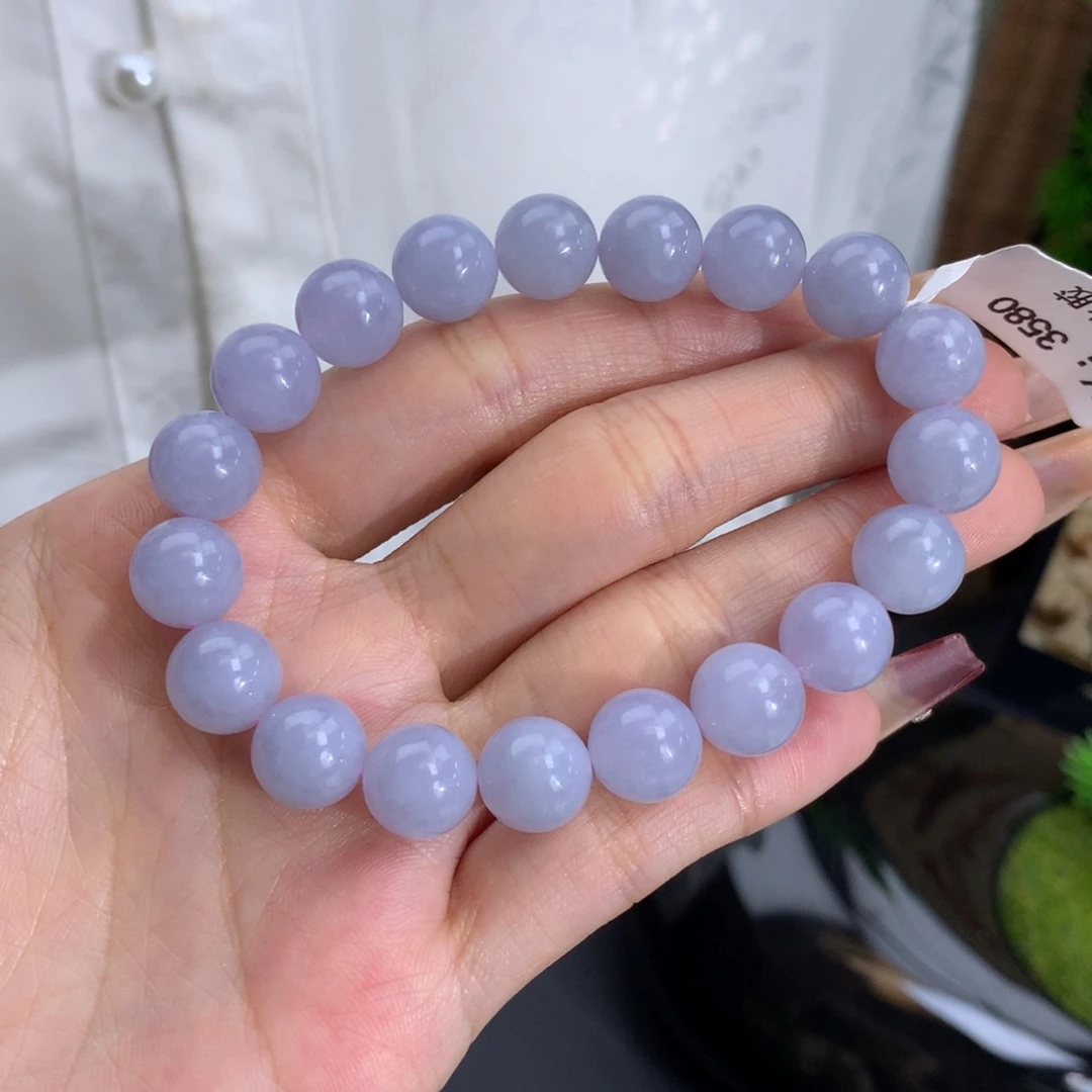 翡翠手链未镶嵌卡10胶润紫手串