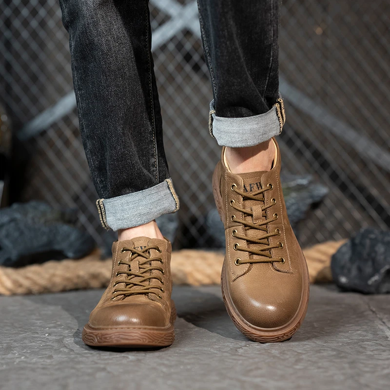 AFW男款纯皮马丁靴潮流时尚男士真皮鞋软底软面防滑耐磨151801