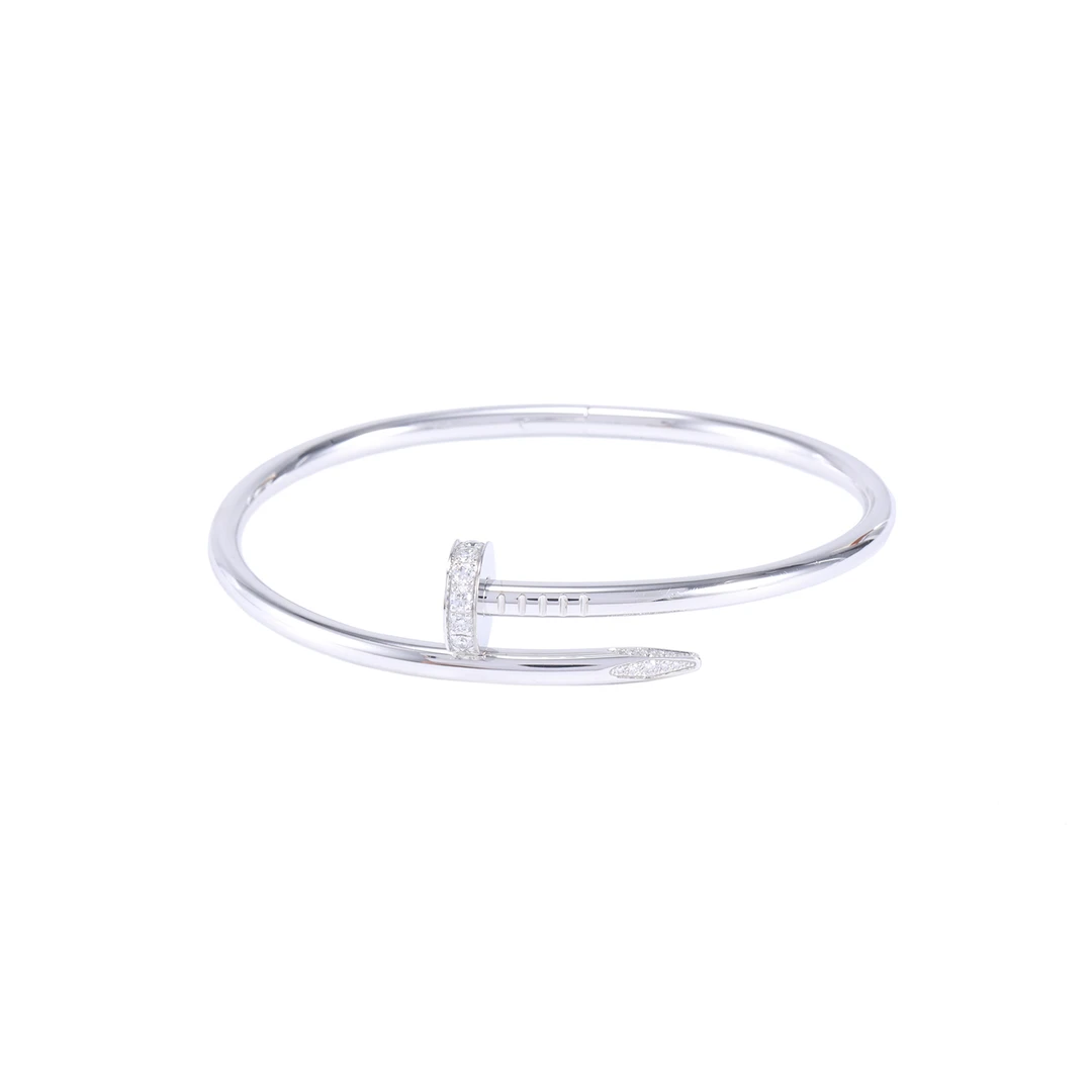 99新 Cartier/卡地亚 【念念】钉子 手镯 半钻 18号 18k白金