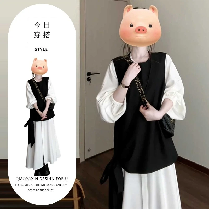 秋季学院风韩系穿搭法式气质高级感连衣裙子女装2025新款套装长裙