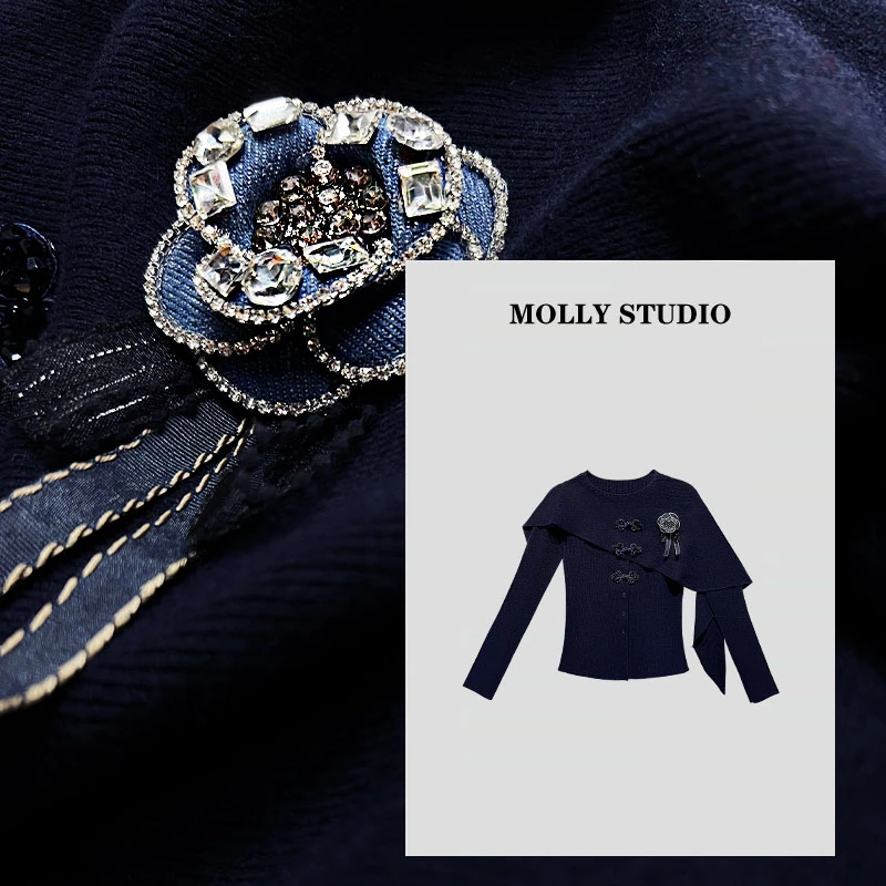 【优雅公式】Molly 洋气时尚气质显瘦轻奢重工 针织上衣 M2025752