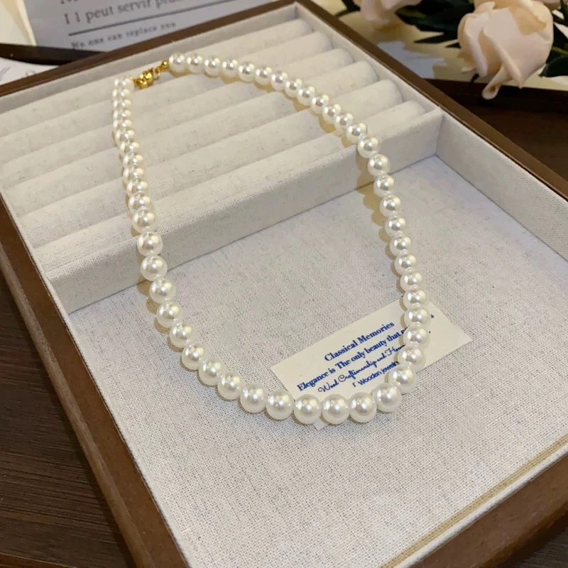 非金属布艺项链 2025新款玻璃珠轻奢小众设计高级感锁骨链项链