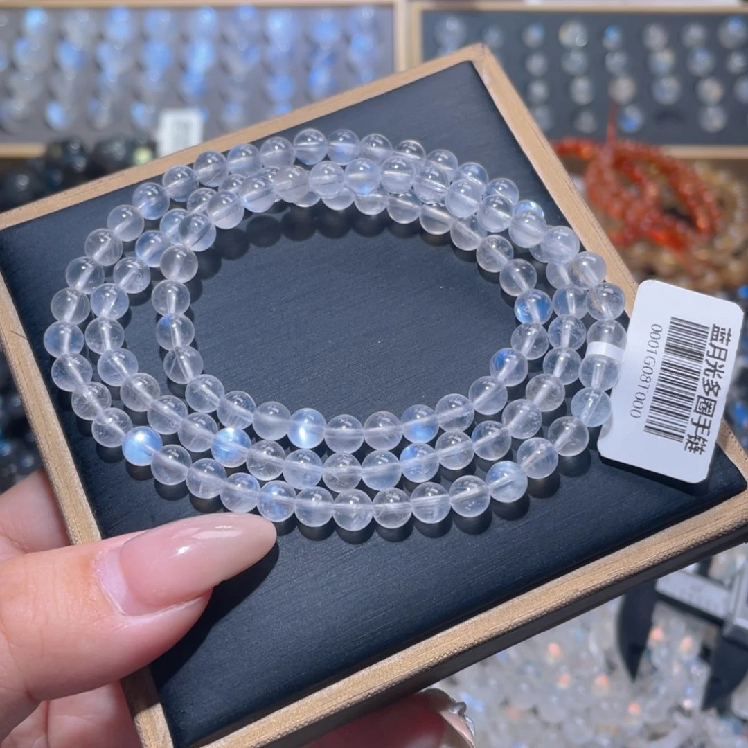 未镶嵌手链长石透体蓝月光手链多圈5.7mm