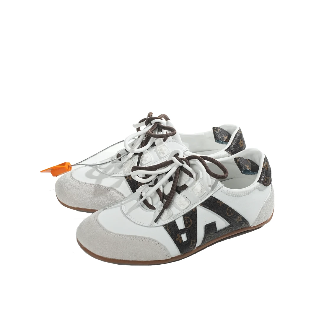 2025老花文真皮德训鞋时尚潮流百搭板鞋