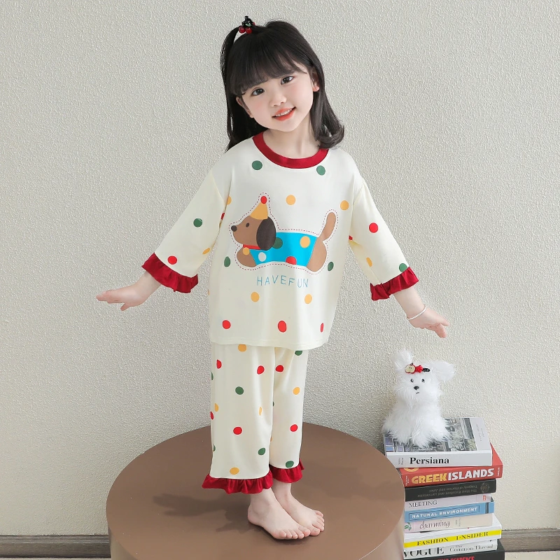 儿童夏天薄款2025公主莫代尔睡衣小女孩空调服宝宝卡通家居服套装