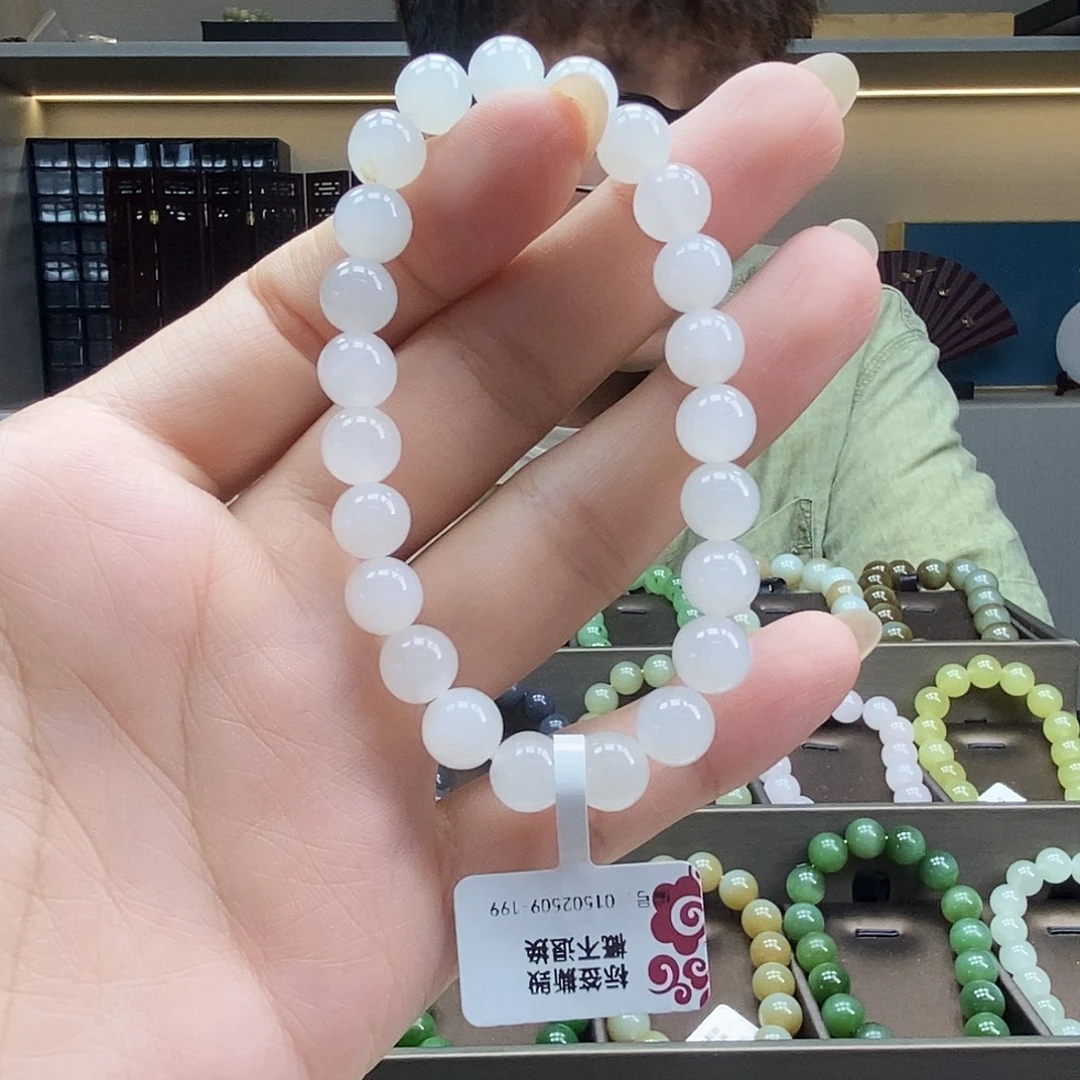 和田玉未镶嵌手串白玉8