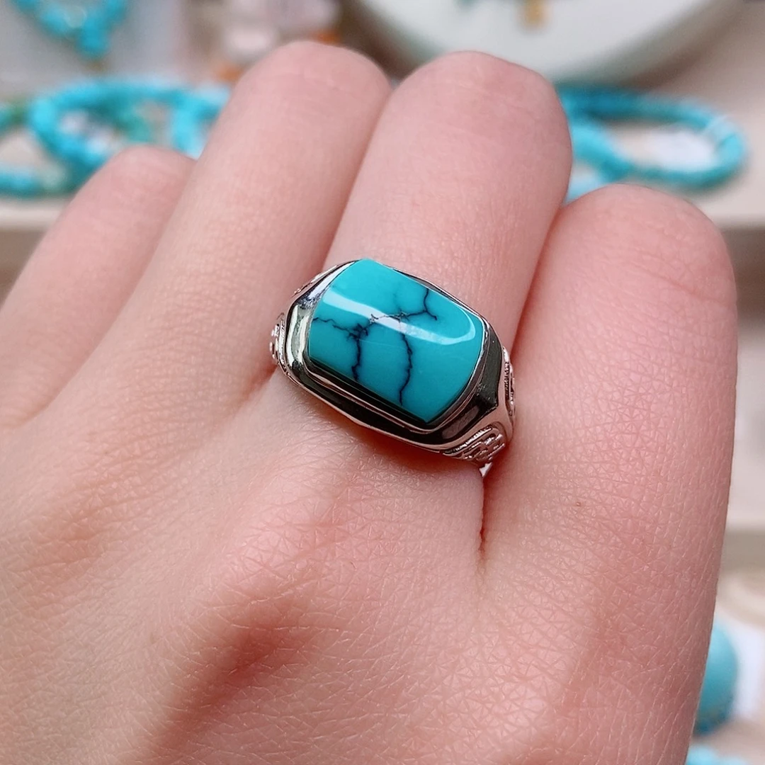 绿松石戒指银S925镶嵌