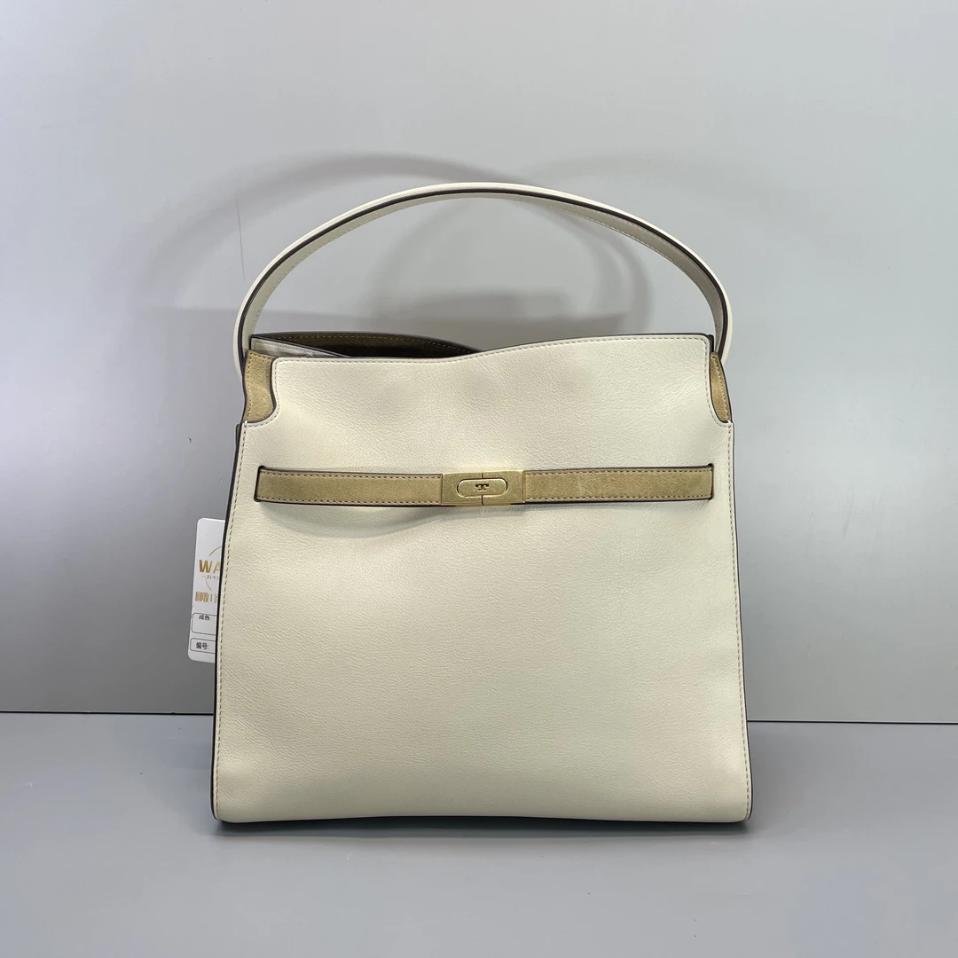 95新 TORY BURCH/汤丽柏琦 媚姐白色大号手提包31X29X14cmG040315
