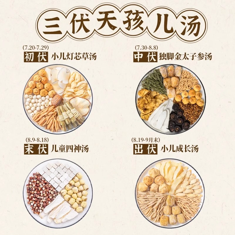儿童四神汤三伏天养生茶太子参麦冬调理灯芯草清心成长炖汤包
