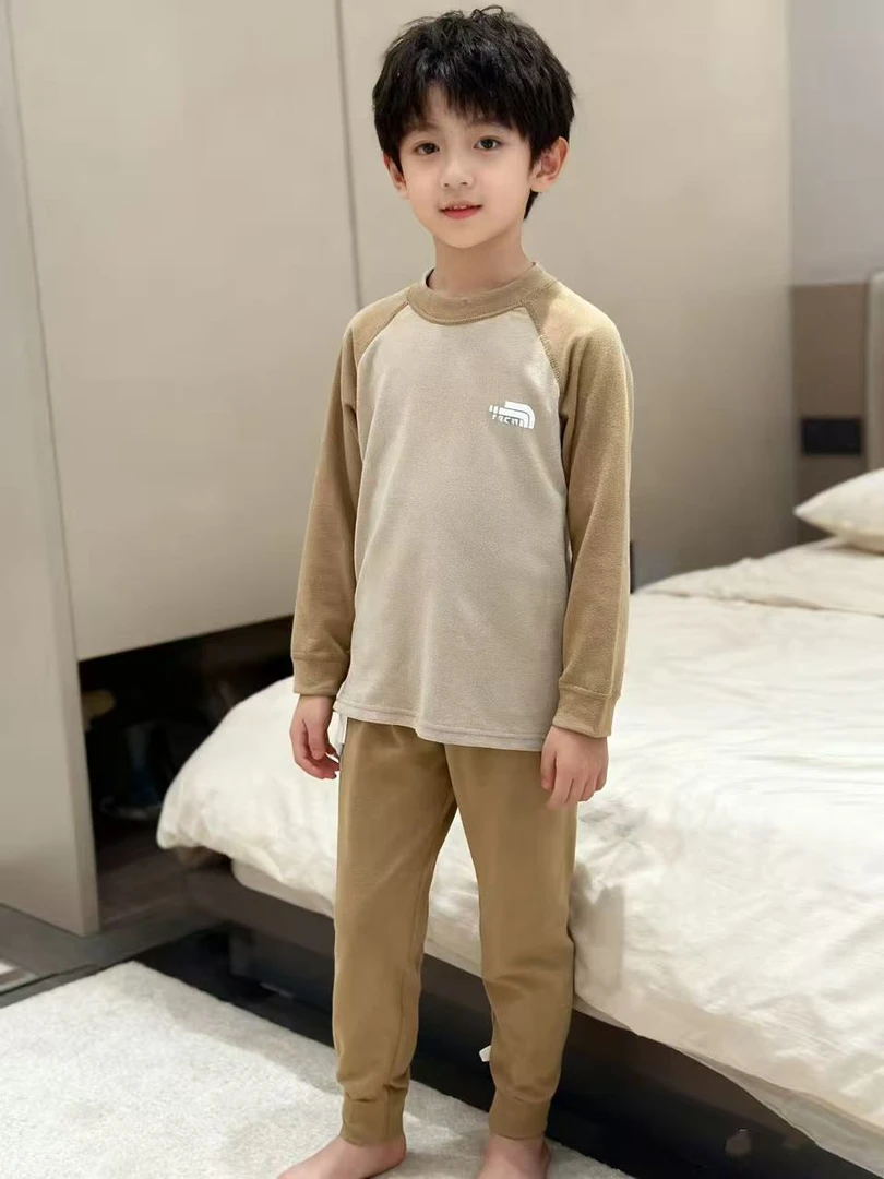200521 童装男家家居服套装2025儿童A类双面德荣无骨保暖舒适套装