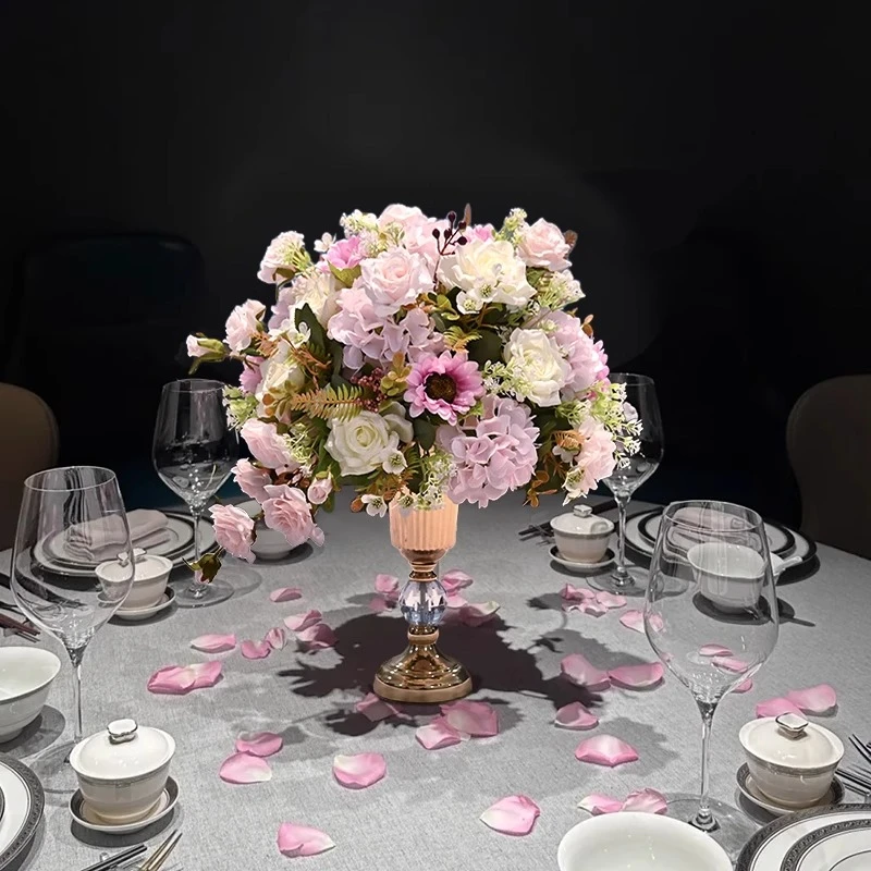 欧式轻奢 餐桌花摆花仿真花餐厅酒店KTV宴会包厢装饰花高级感桌花