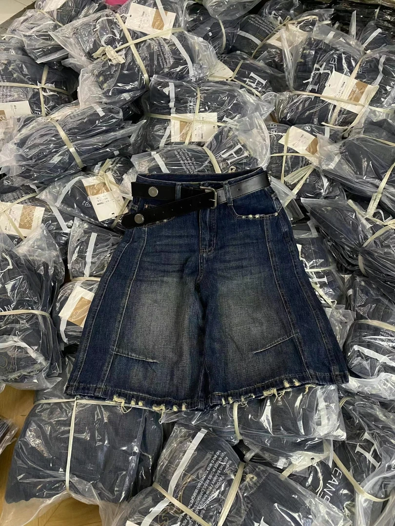 NN早秋新款牛仔五分裤软牛仔时尚新款显瘦牛仔（配腰带）