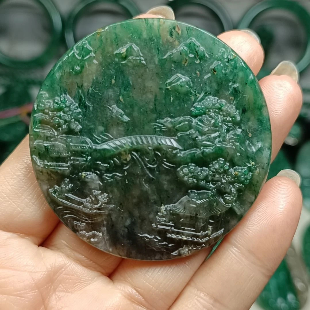 独山玉山水挂件未镶嵌