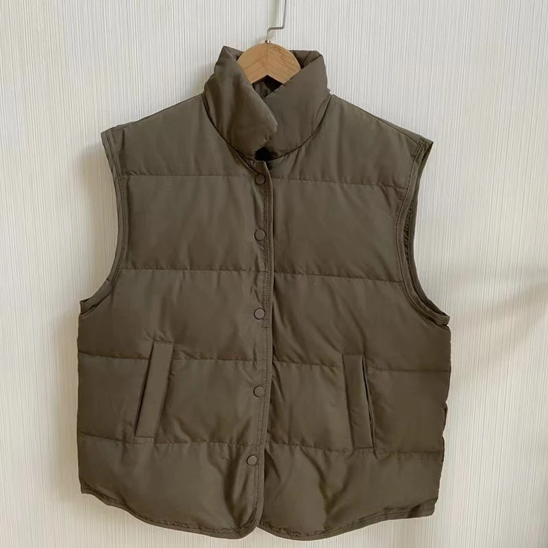 6618秋冬爆款百显瘦百搭立领棉马甲外套