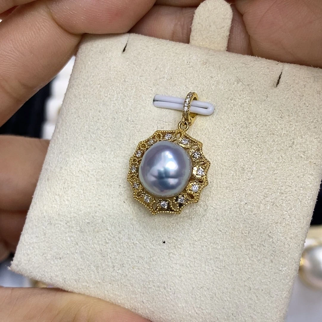 海水珍珠吊坠(不含链)18K金镶嵌