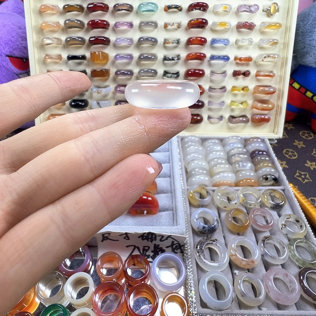 玛瑙/玉髓未镶嵌戒指A7不退换18港18