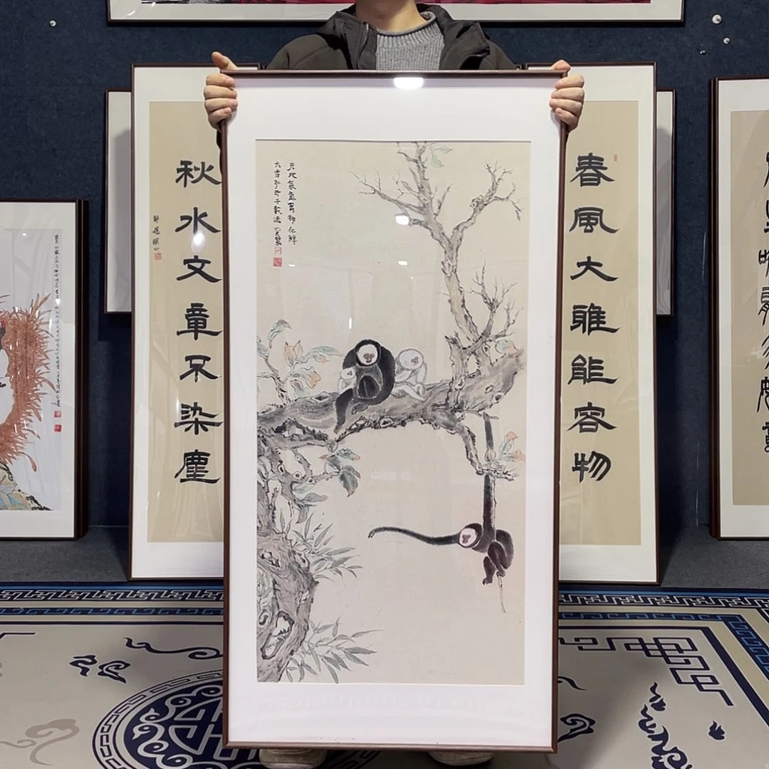 国画手绘画作品带框60/120