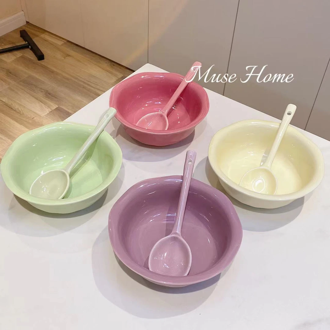 【1碗1勺】6英寸沙拉碗勺冰淇淋碗米饭碗甜品沙拉碗情侣学生装汤碗