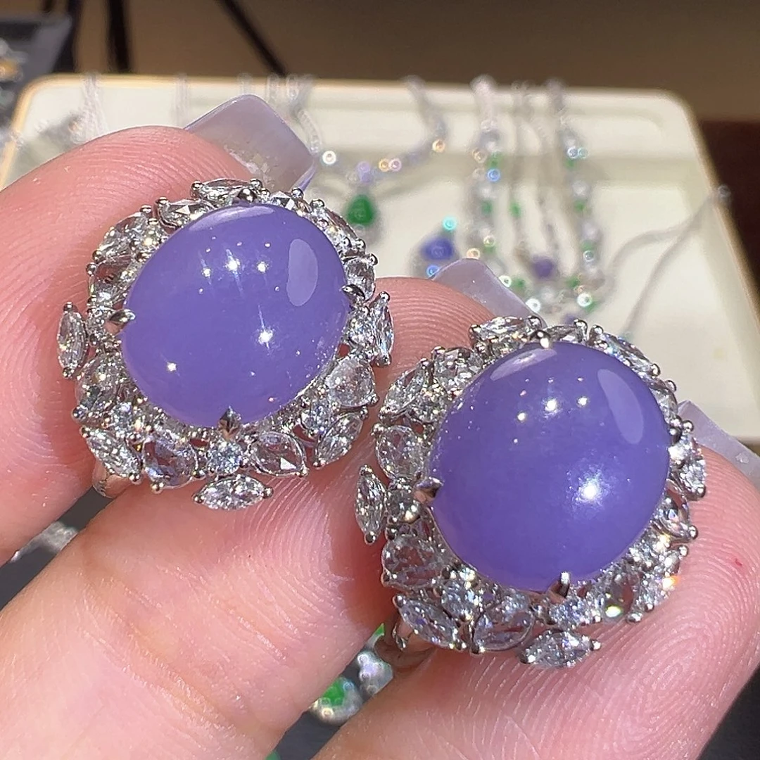 翡翠18K金镶嵌耳环翡翠