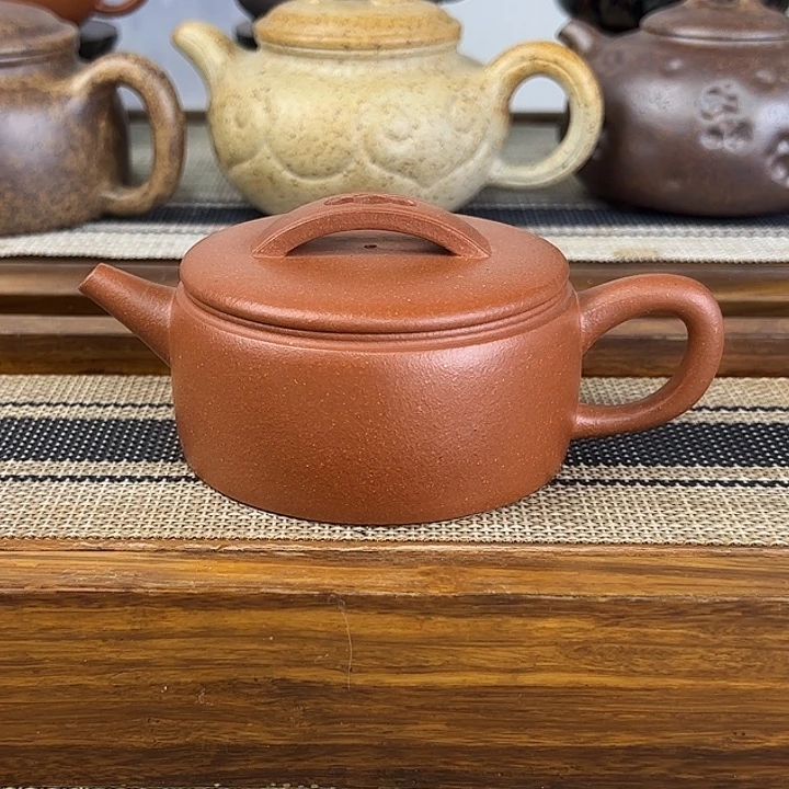 紫砂茶壶原矿红降坡汉瓦壶