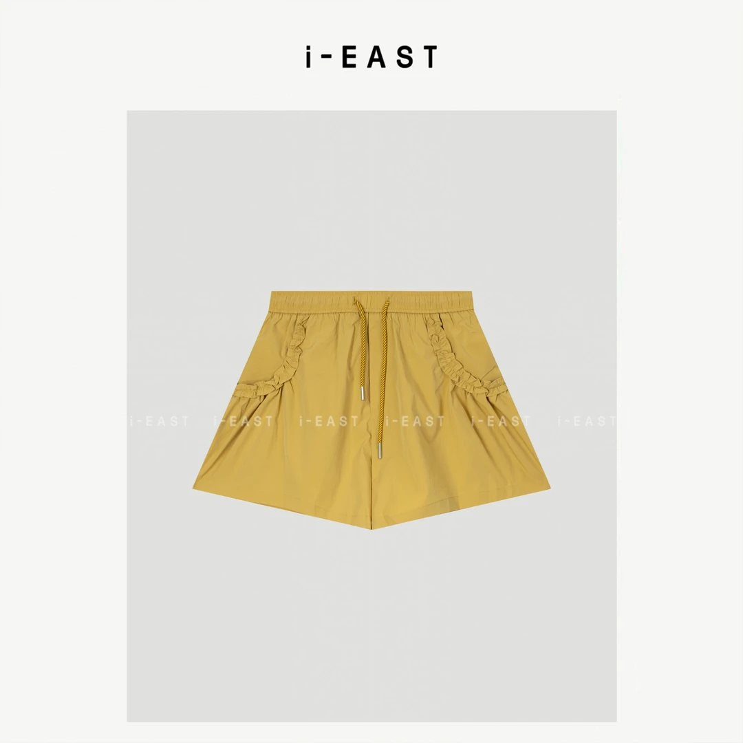 i-EAST QQ 夏季百搭裤~极简松紧腰百搭防晒短裤-5X K13952