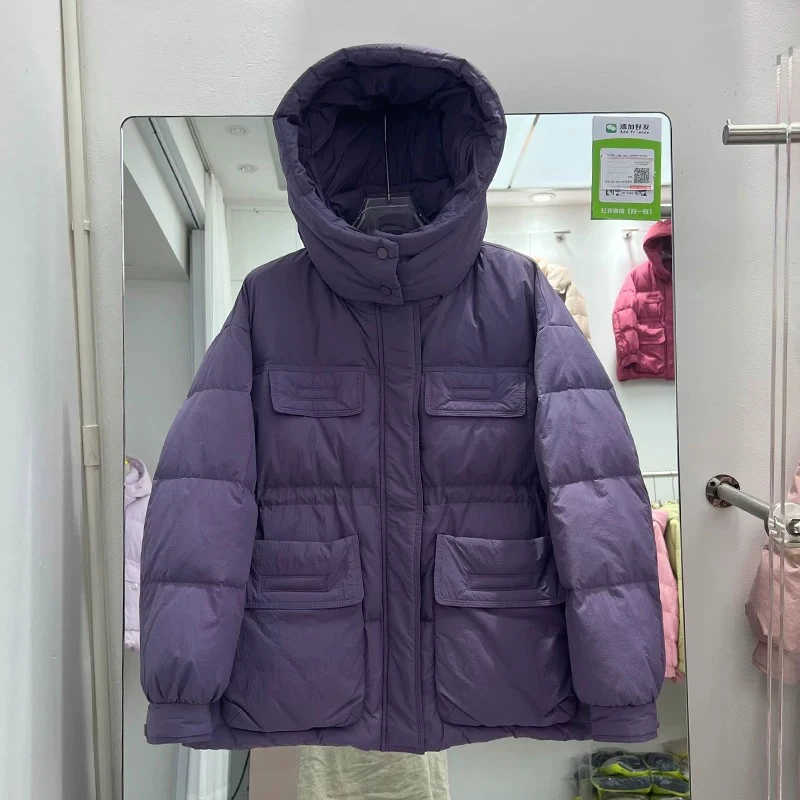 2025冬季连帽收腰一手长时尚百搭显瘦糖果色