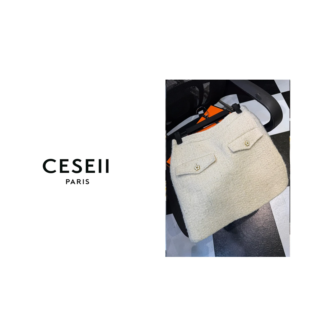 【25XJ163】CESEII2025春夏时尚高版本百搭必入粗花昵面料半裙