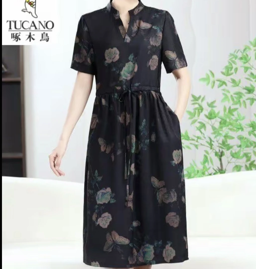 1358-9国风传承连衣裙气质洋气中长款女装显瘦
