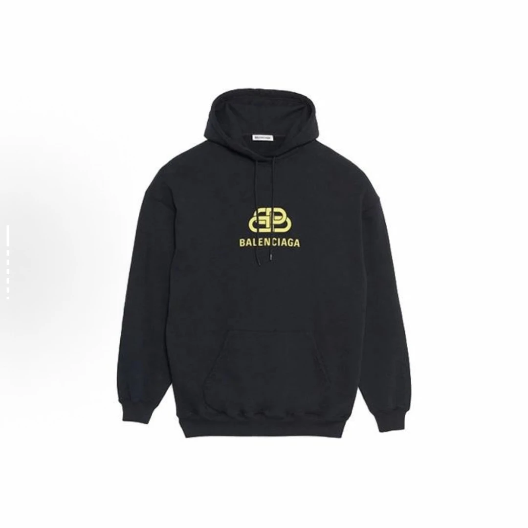 99新 Balenciaga/巴黎世家 连帽卫衣黑黄 xs码 公价6400 BB10131